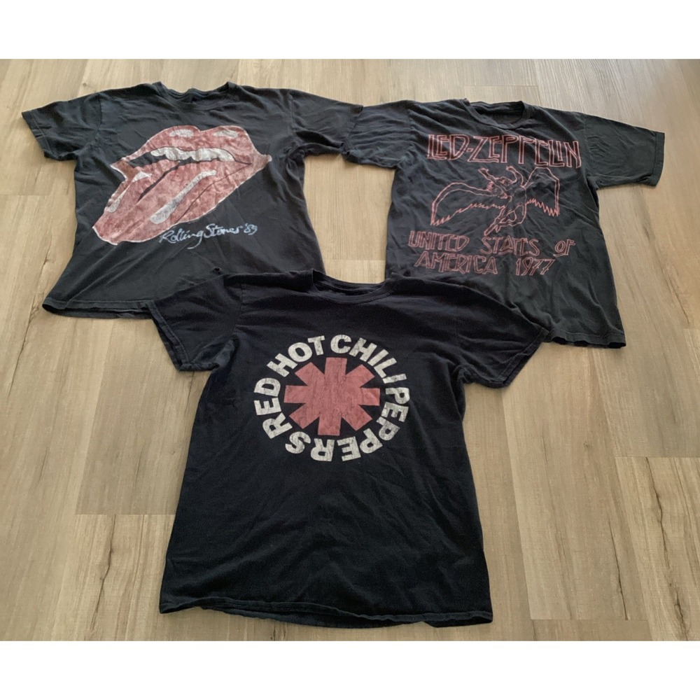 Vintage Rock T-Shirts Bundle Rolling Stones Led Zeppelin Red Hot Chili Peppers M